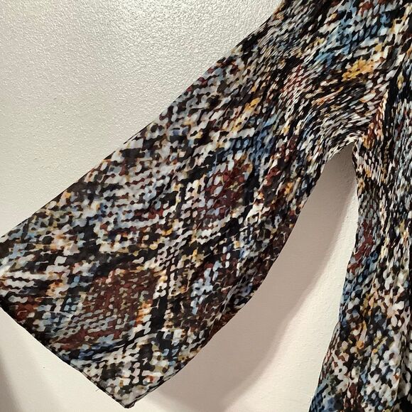 Spense Western Boho Multicolor Snakeskin Oversized Sheer Peasant Blouse Medium - Picture 7 of 12